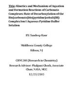 Kinetics and Mechanism of Aquation and Formation Reactions of Carbonato Complexes: Rate of Decarboxylation of the Bis(carbonato)bis(pyridine)cobalt(III) Complex Ion I Aqueous Pyridine Buffer Solution